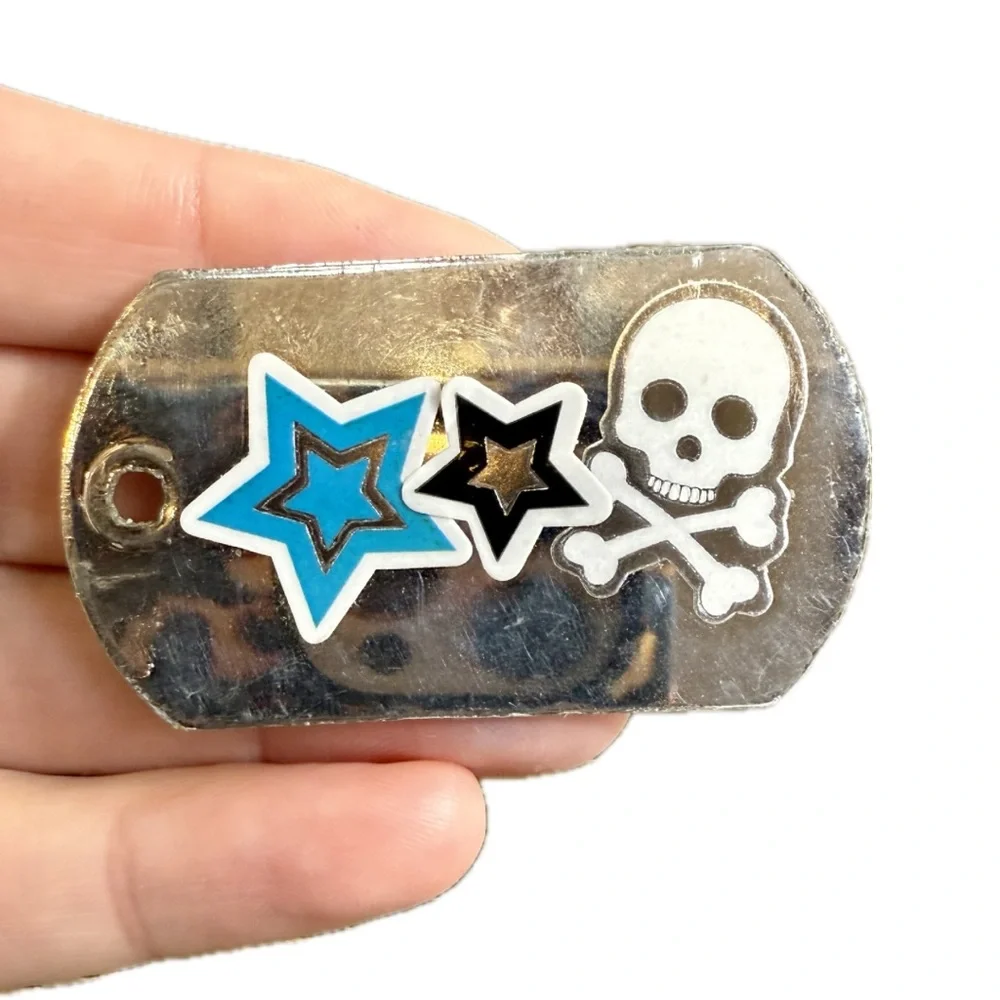 Kids Dare Devil Dog Tag Pendant - Black, Blue and Silver